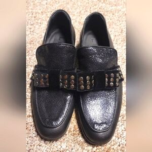 C- L'idea by Lori Vero Cuoio velvet studded bow loafers